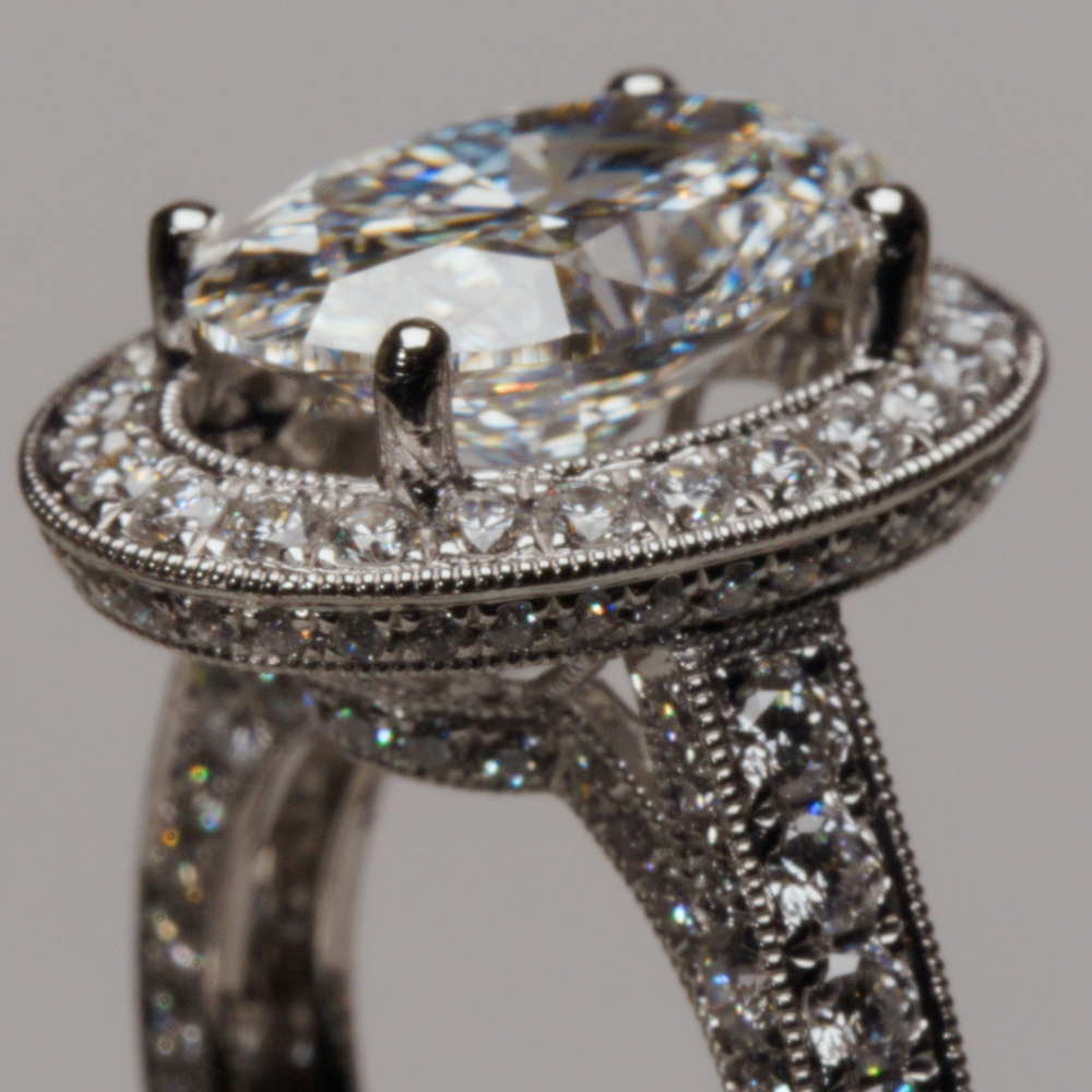 Chris House - 3.33 CT Oval Lab-Grown Diamond Halo Engagement Ring in 14K White Gold | E VVS2