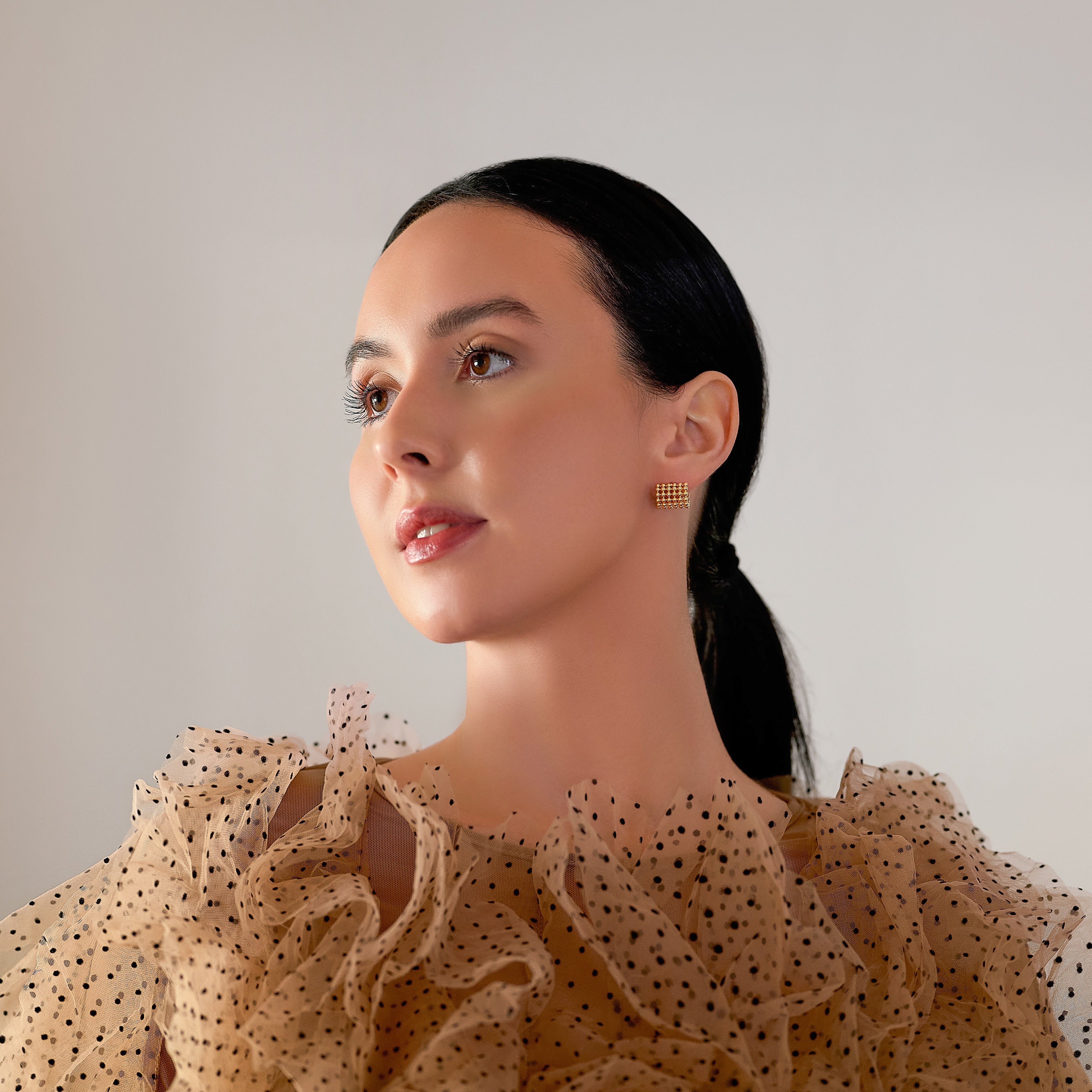 Array 18K solid yellow gold geometric earrings