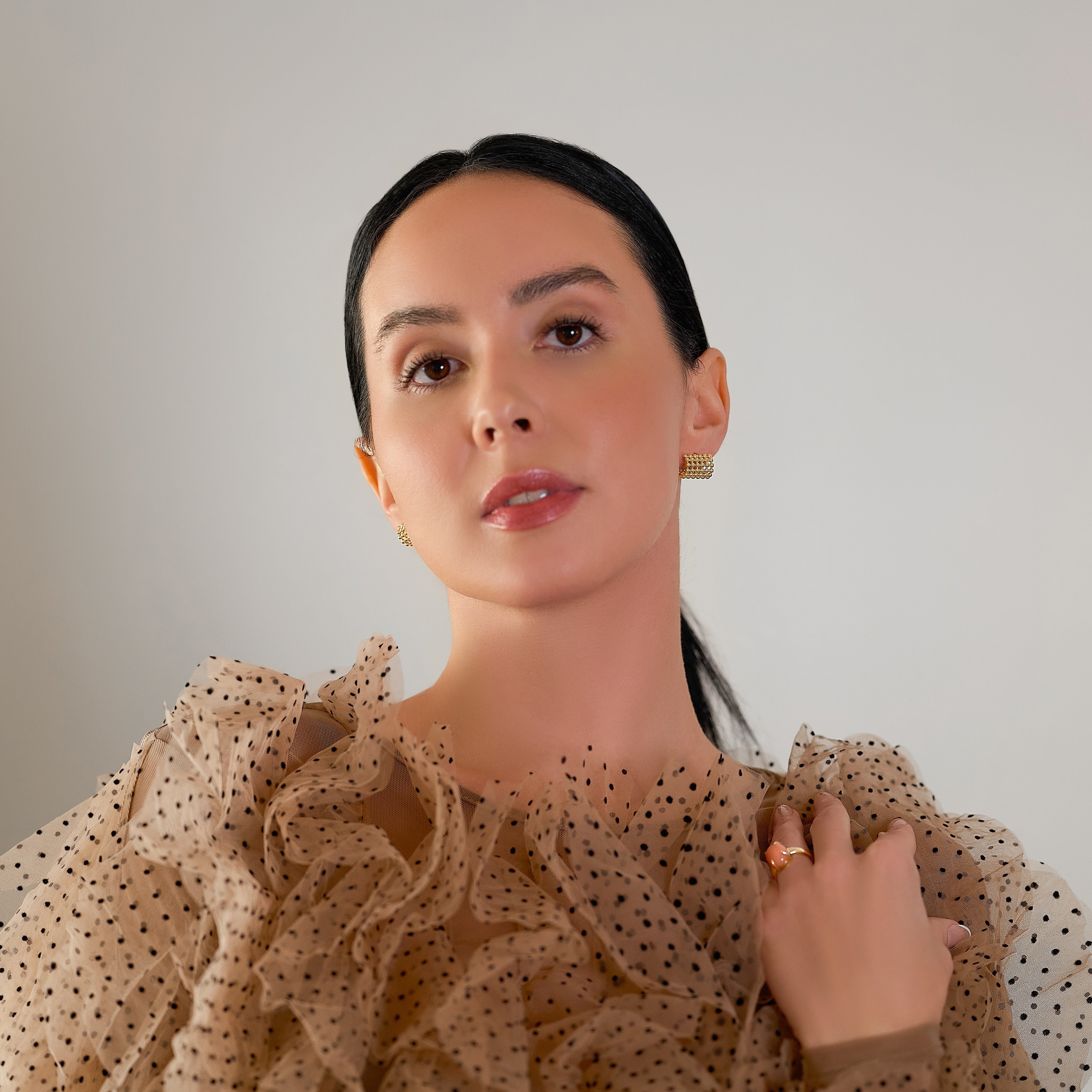 Array 18K solid yellow gold geometric earrings