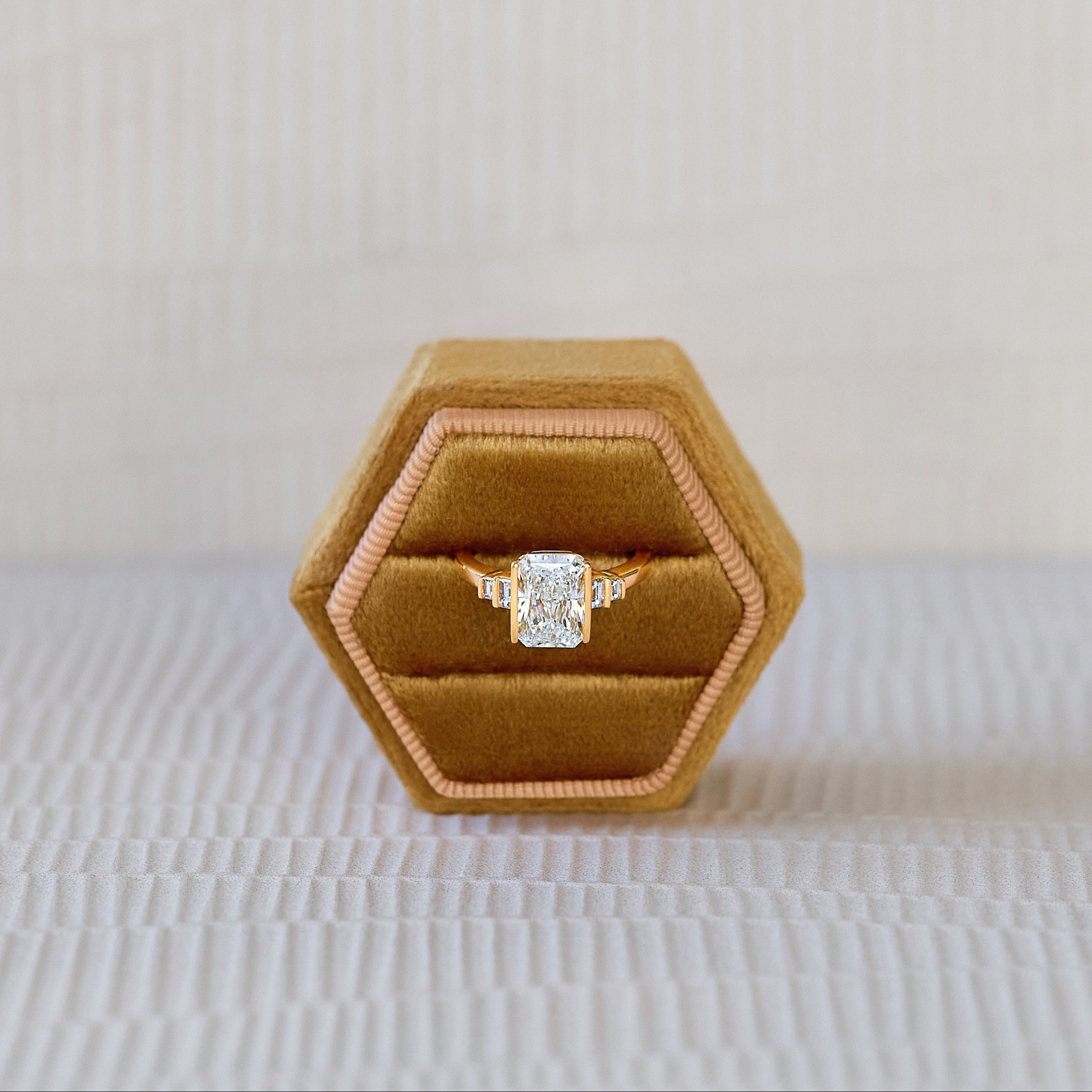 Heaven's Gate 14K solid yellow gold and diamond art deco ring