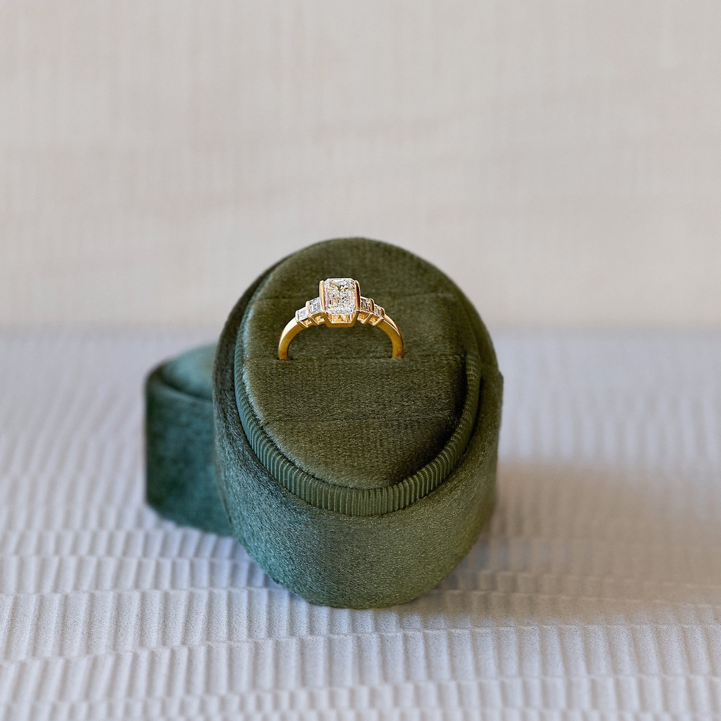 Heaven's Gate 14K solid yellow gold and diamond art deco ring