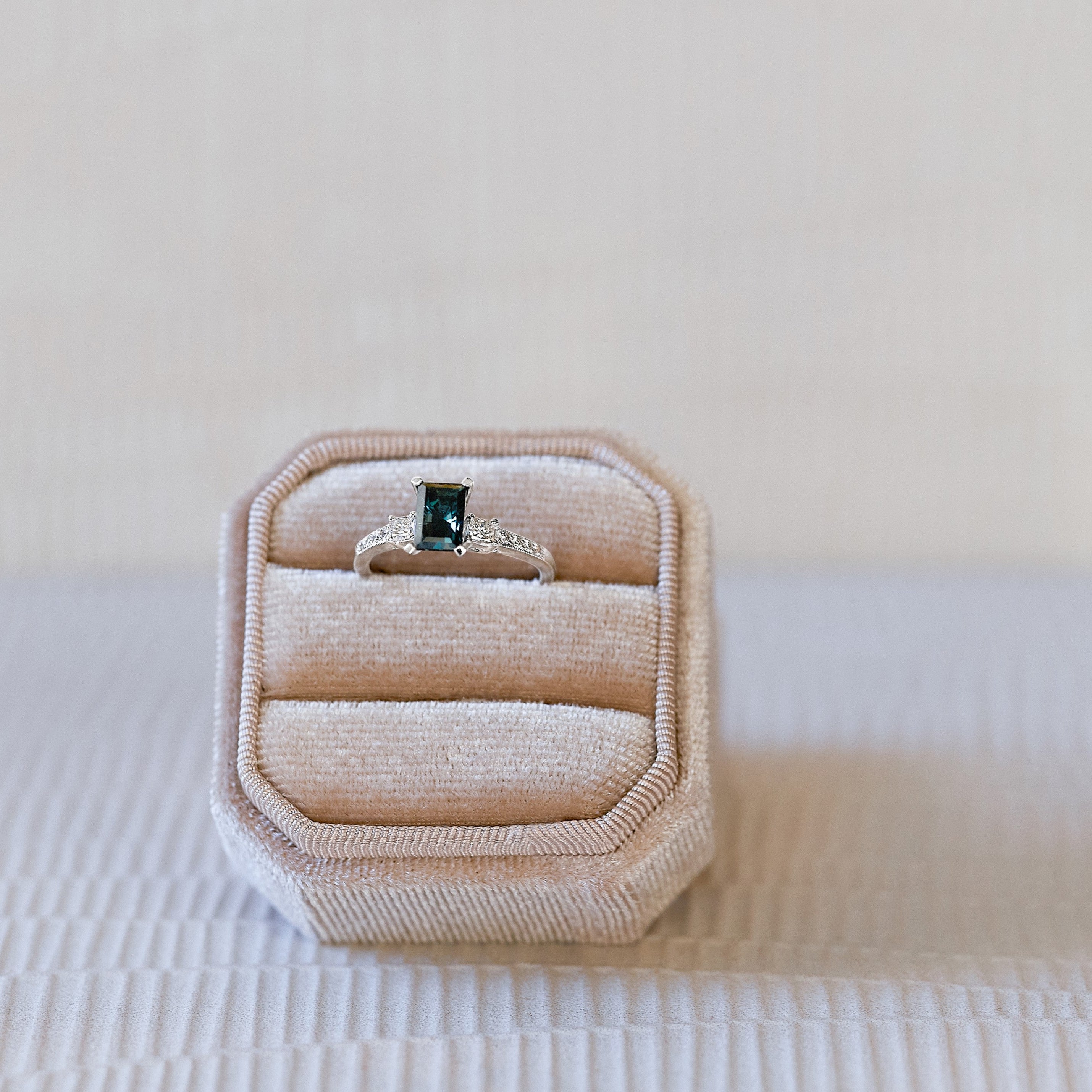 Deep Blue solid platinum, sapphire, and diamond Ring