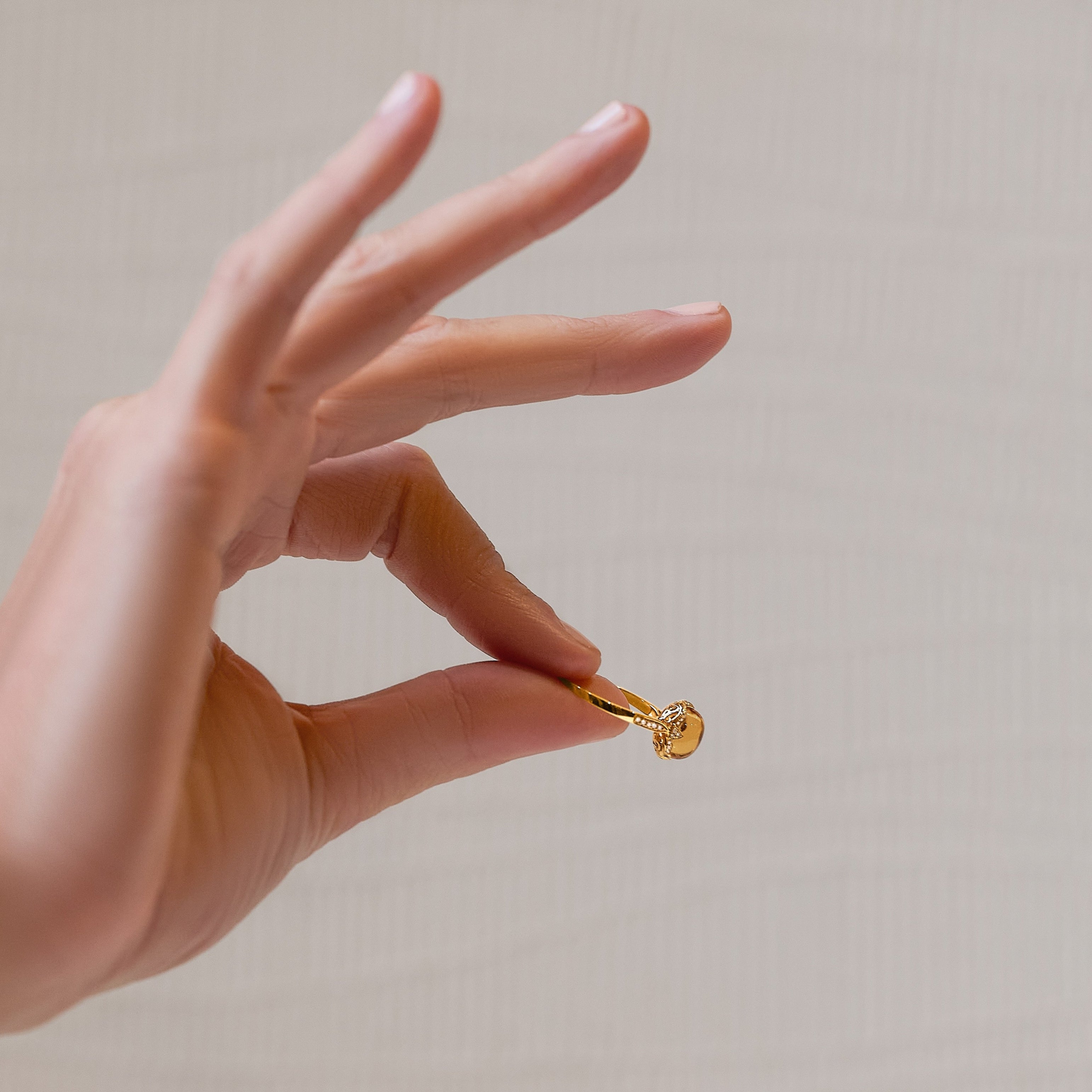 Lux 18K solid yellow gold citrine and diamond ring