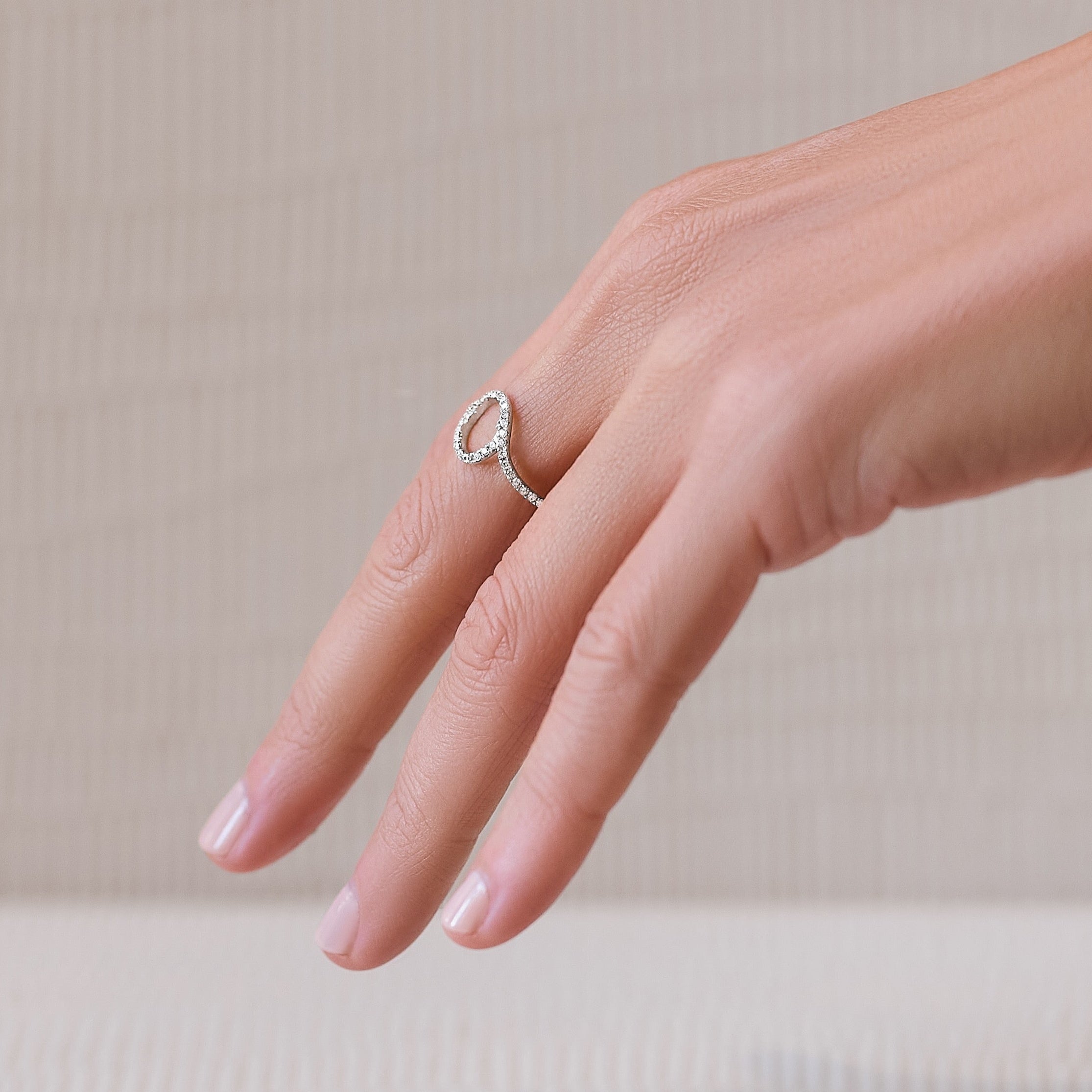 Looking Glass 18K solid white gold and diamonds circle ring