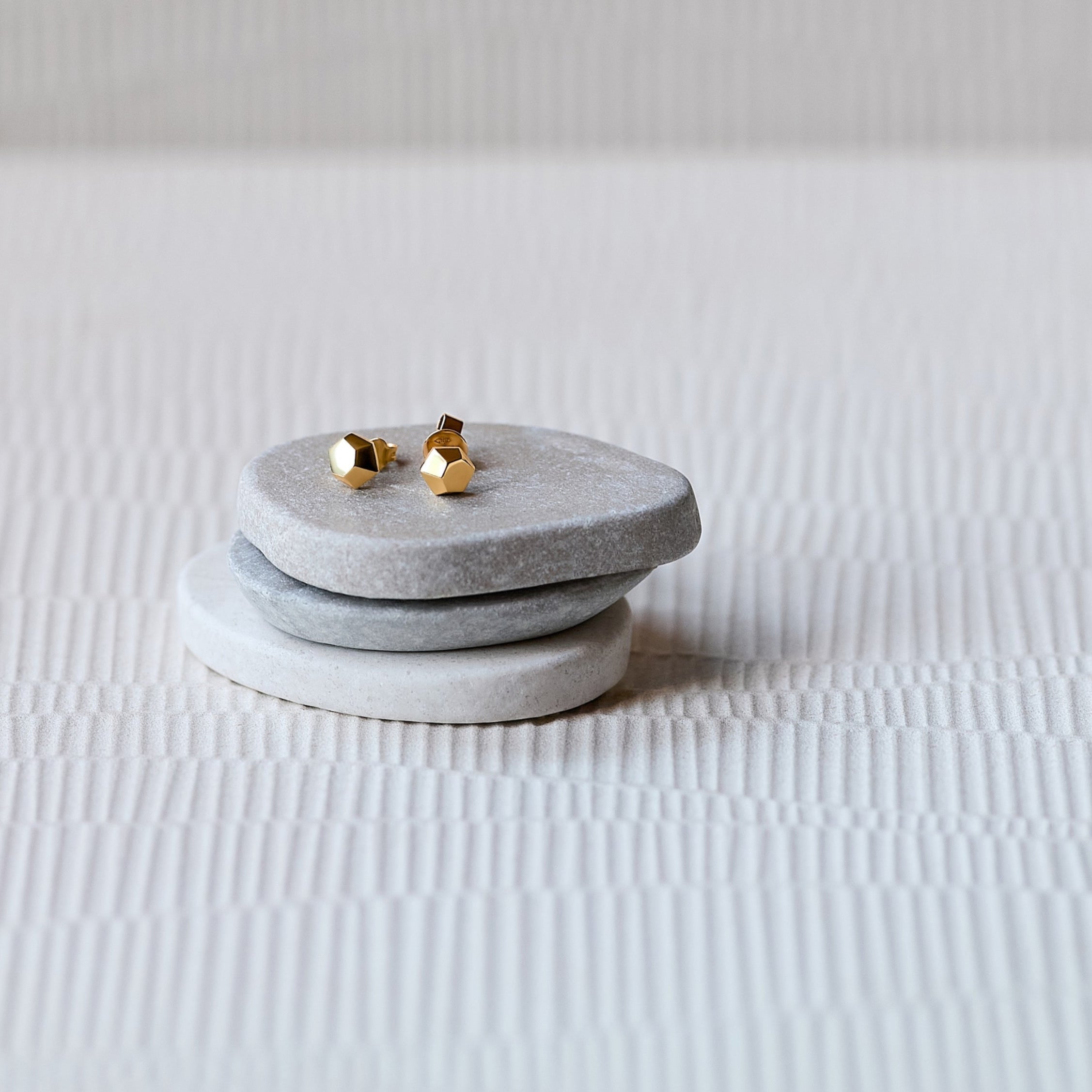Geometric 18K solid yellow gold angled stud earrings