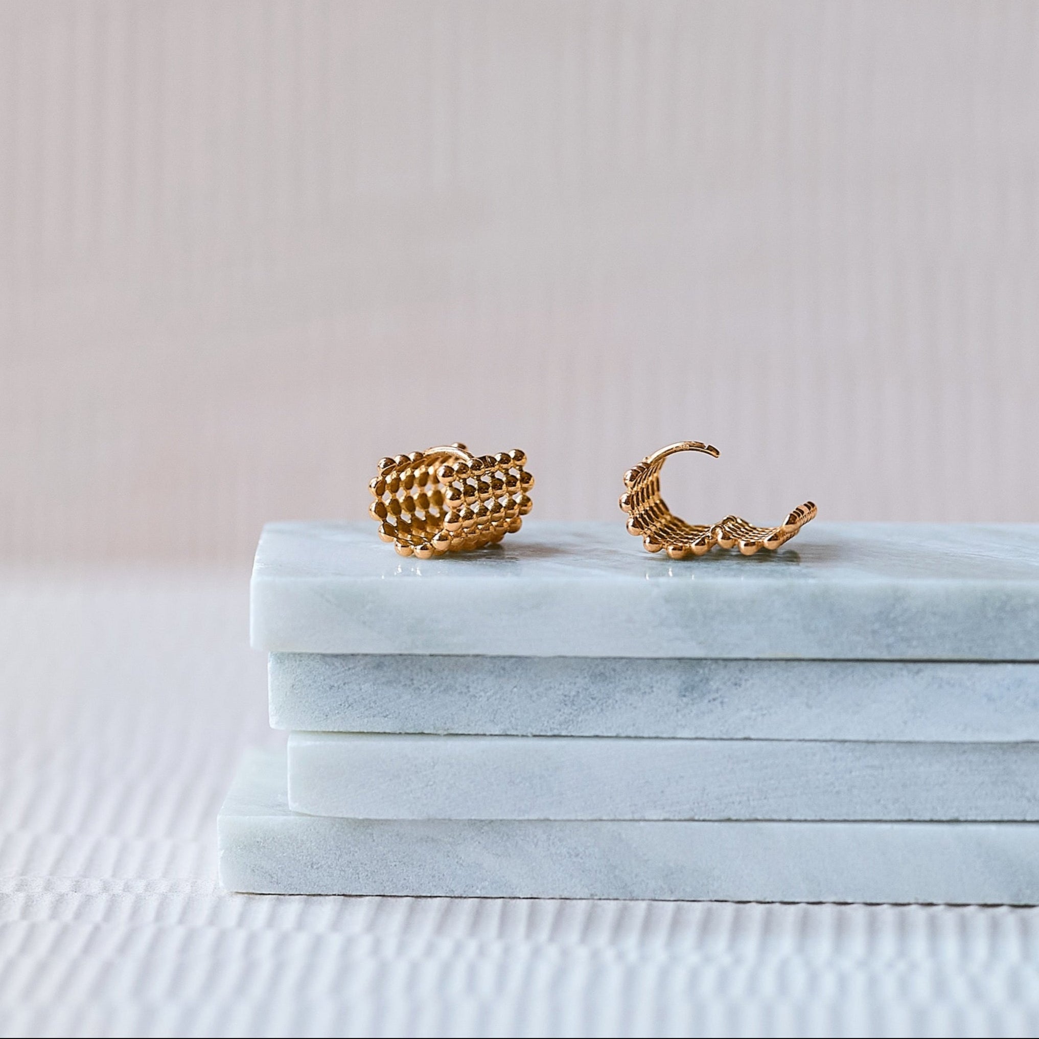 Array 18K solid yellow gold geometric earrings