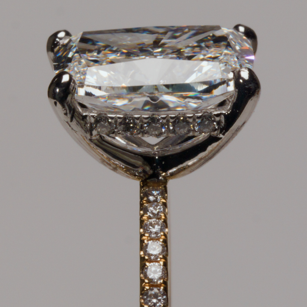 The Trotter - 4.01 CT Cushion Cut Lab-Grown Diamond Engagement Ring | 14K Yellow Gold Hidden Halo