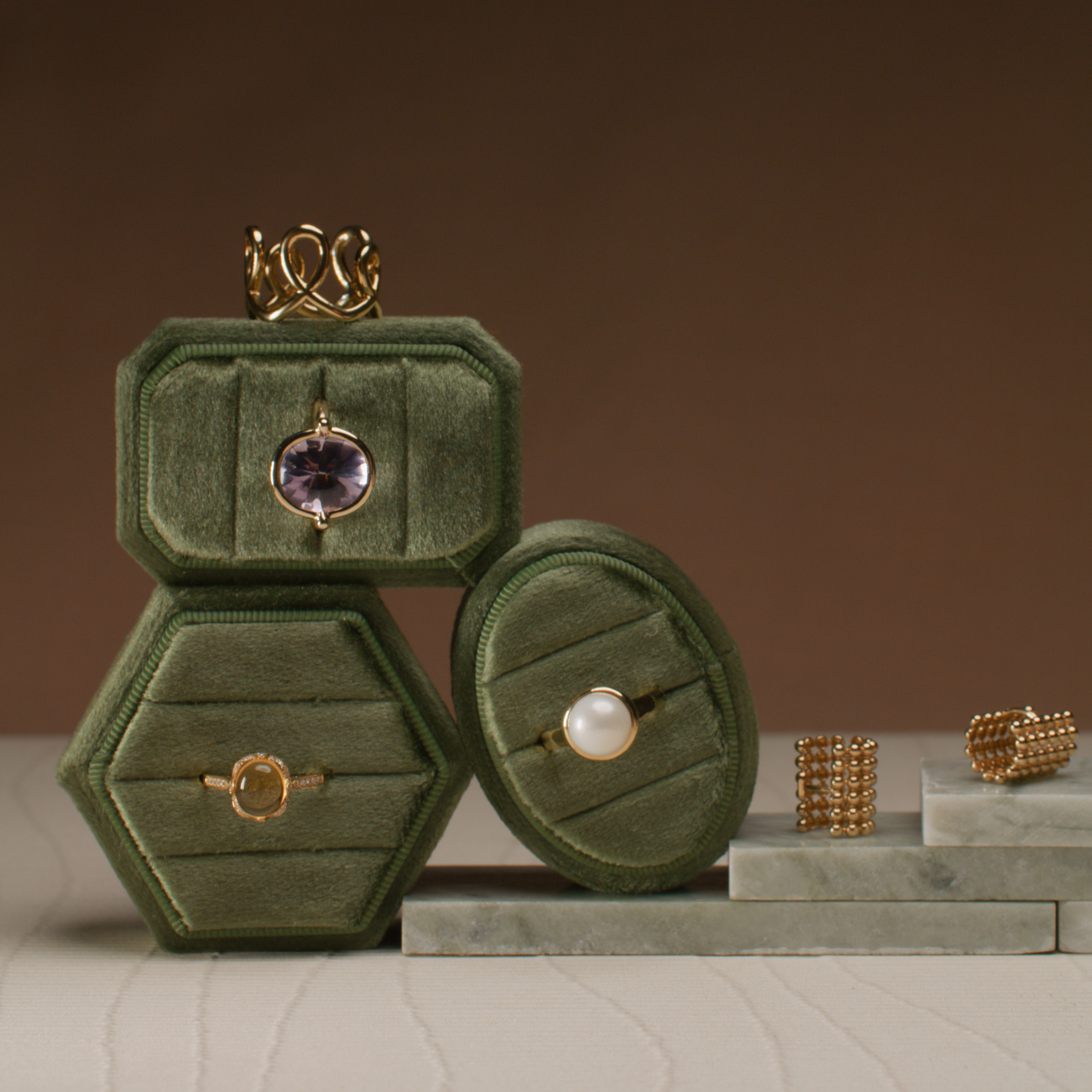 Array 18K solid yellow gold geometric earrings