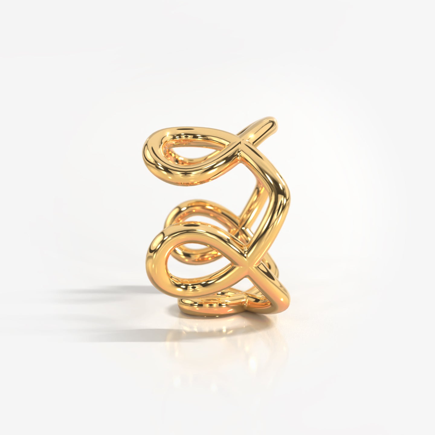 Royale 18K solid yellow gold looping line ring