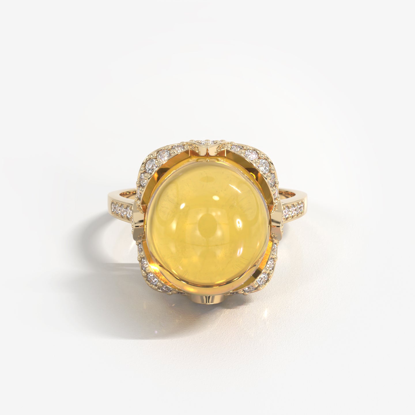 Lux 18K solid yellow gold citrine and diamond ring