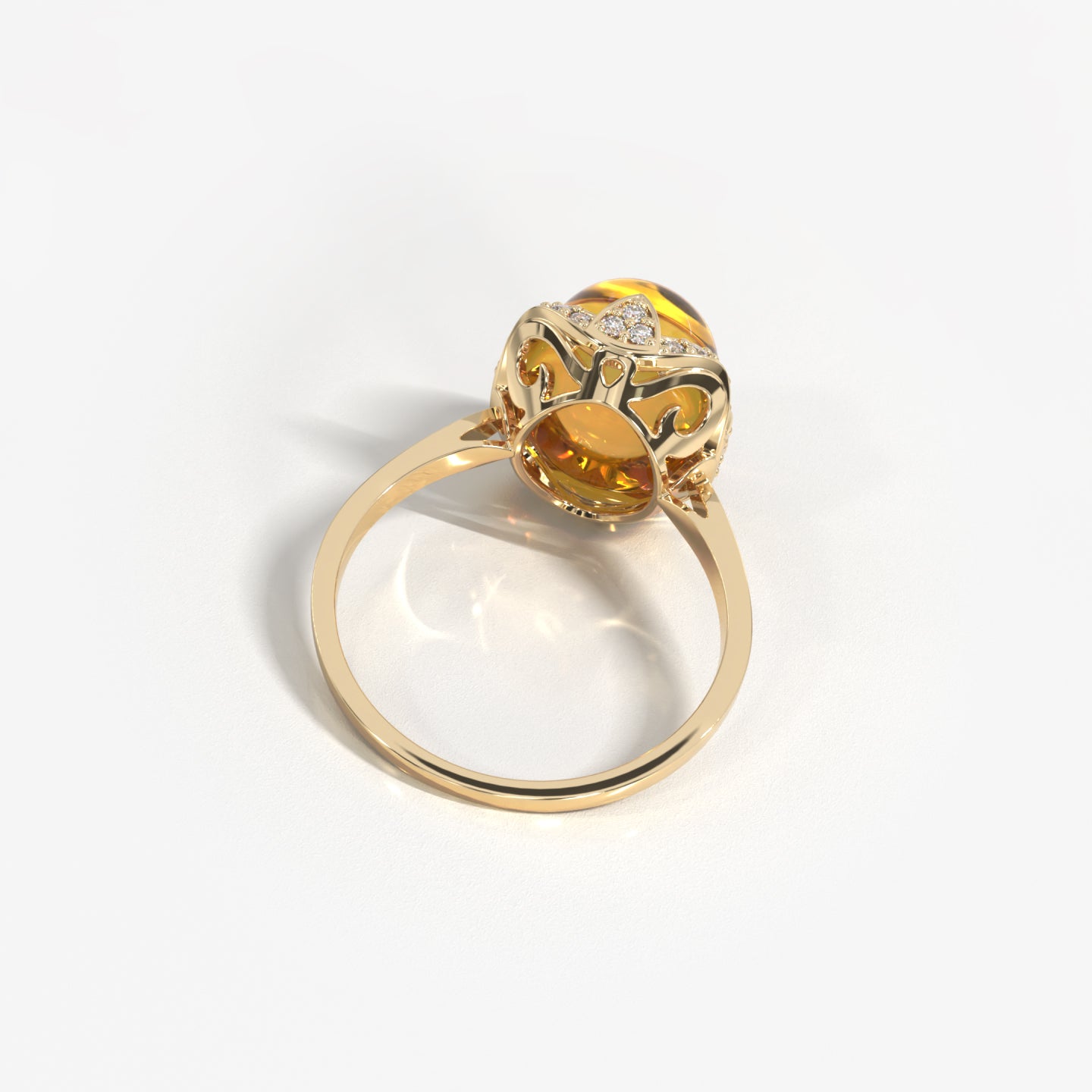 Lux 18K solid yellow gold citrine and diamond ring