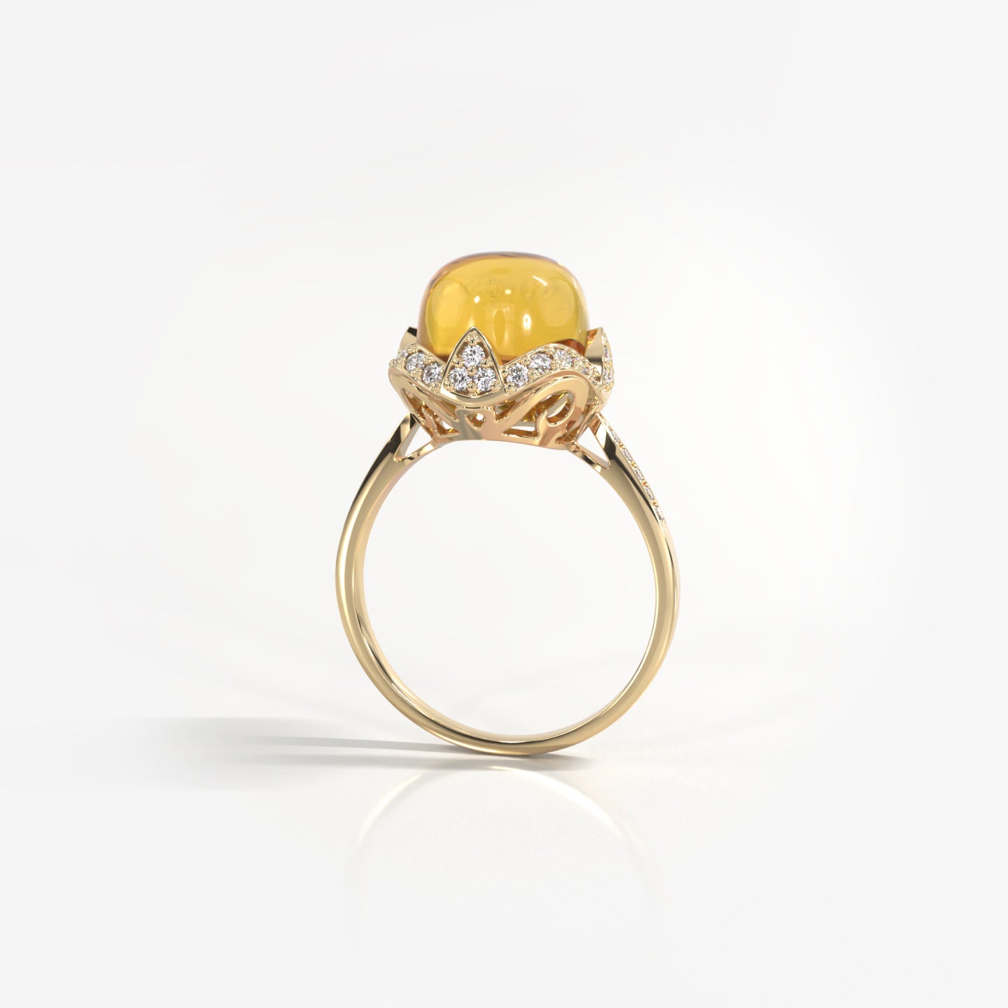 Lux 18K solid yellow gold citrine and diamond ring