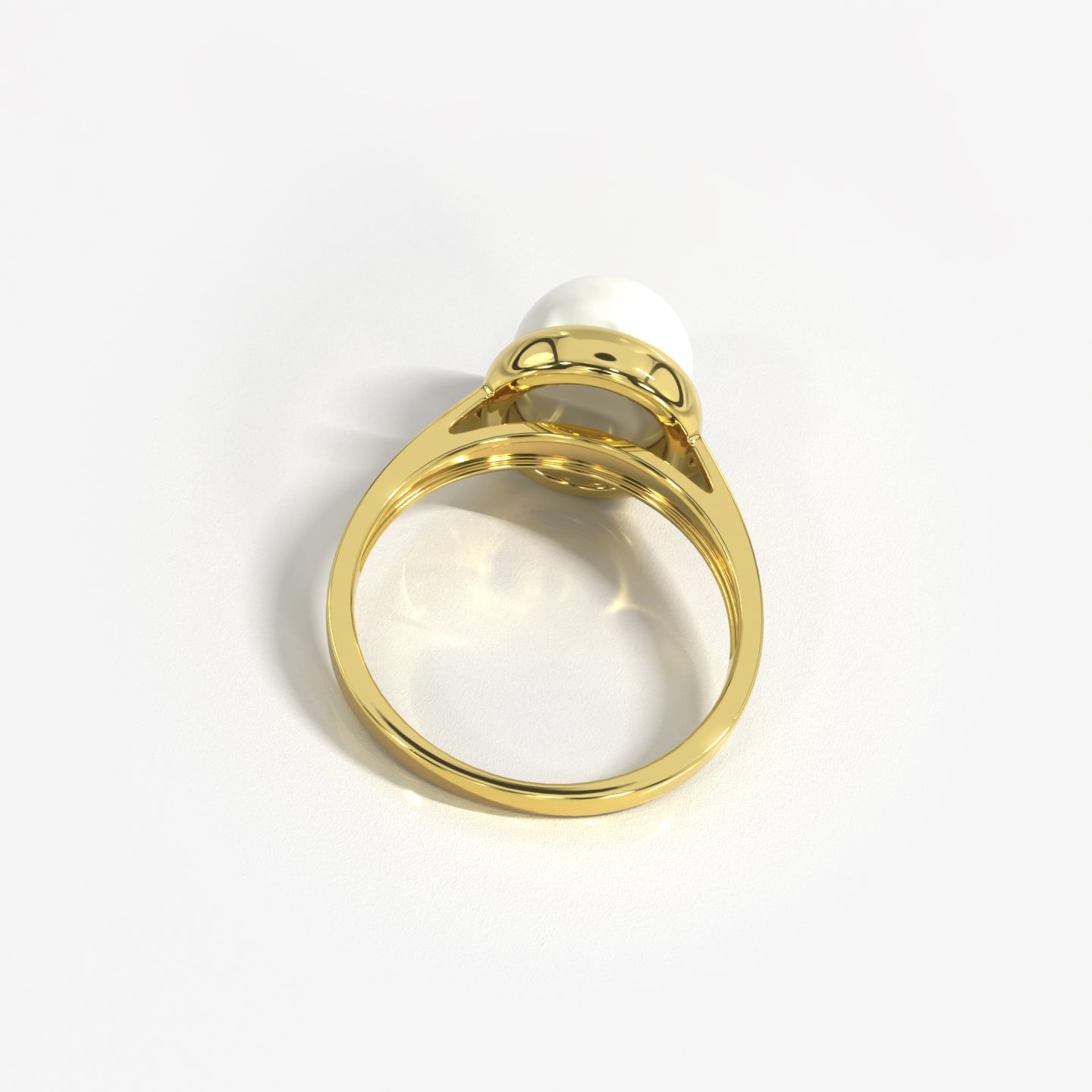 Radiance 14K solid yellow gold round pearl ring