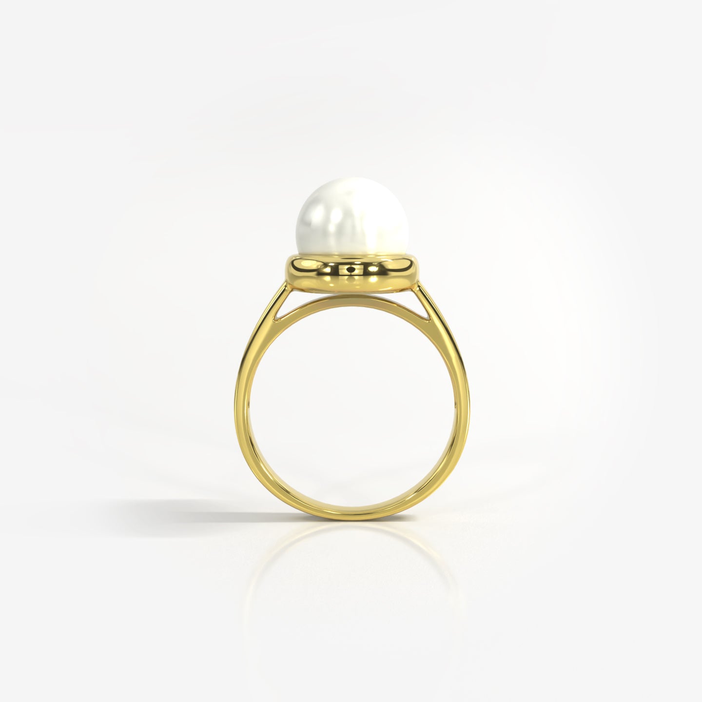 Radiance 14K solid yellow gold round pearl ring