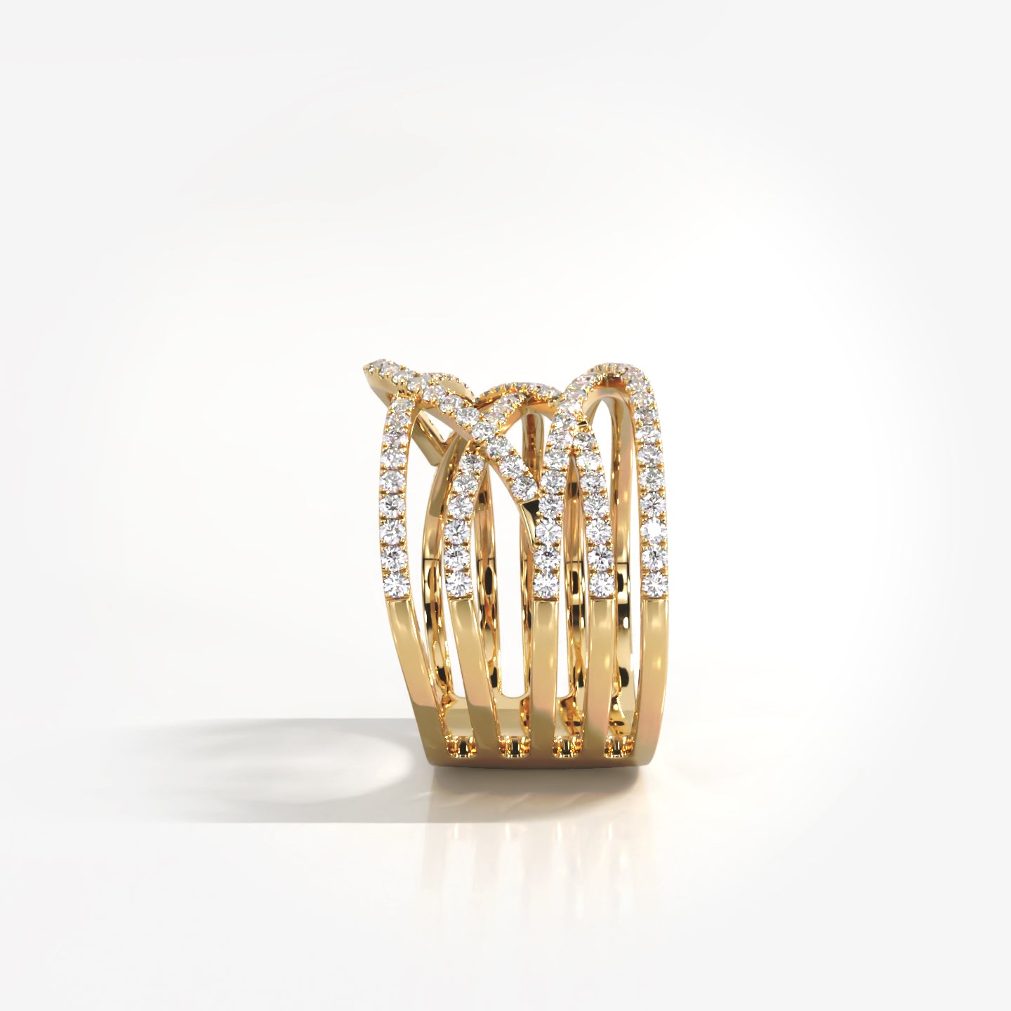 Rivers 18K solid rose gold and diamond interconnecting lines ring