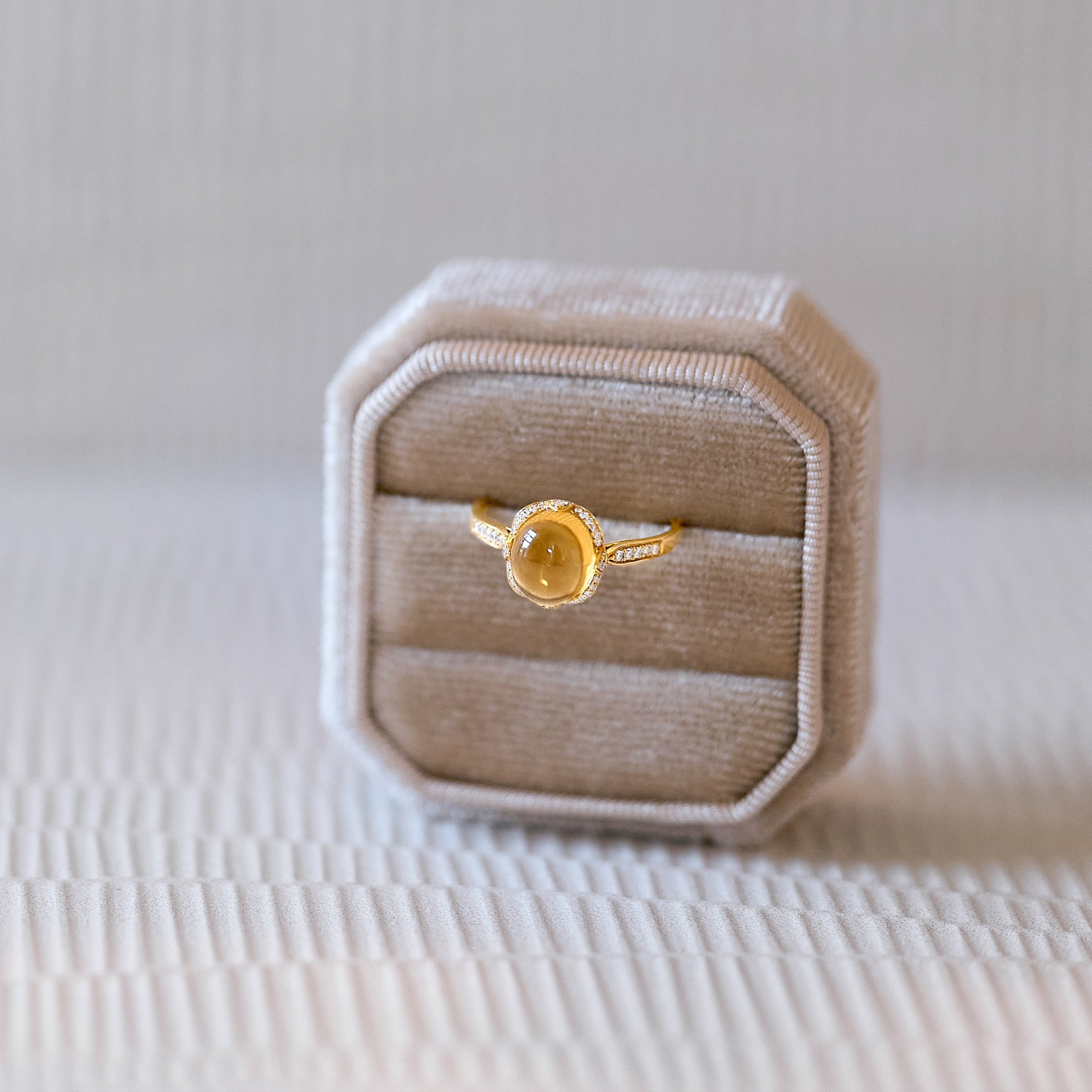 Lux 18K solid yellow gold citrine and diamond ring