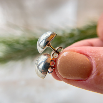 Silver Bell Dome Stud Earrings – Sterling Silver Minimalist Statement