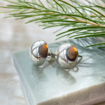 Silver Bell Dome Stud Earrings – Sterling Silver Minimalist Statement