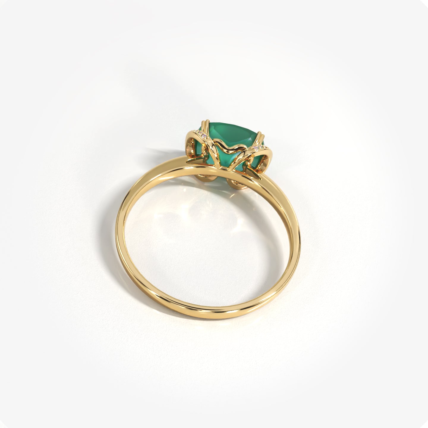 Viewfinder 18K solid yellow gold diamond and green onyx ring