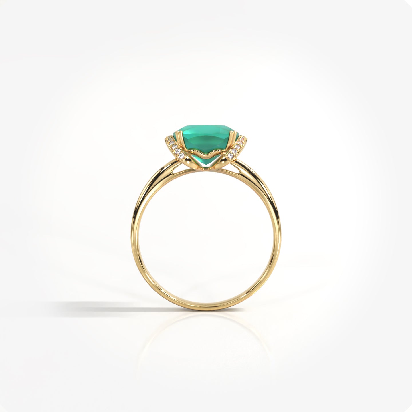 Viewfinder 18K solid yellow gold diamond and green onyx ring