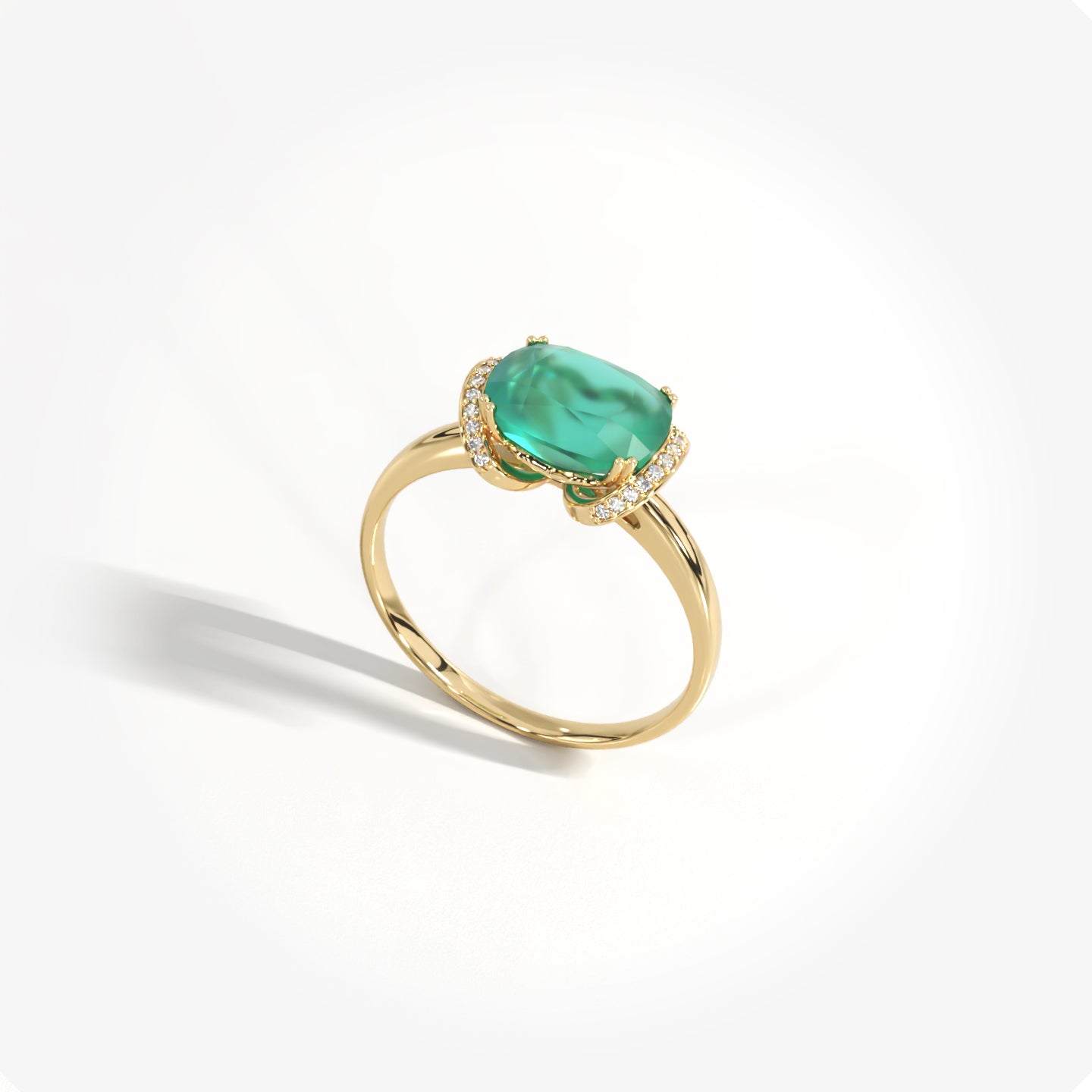 Viewfinder 18K solid yellow gold diamond and green onyx ring