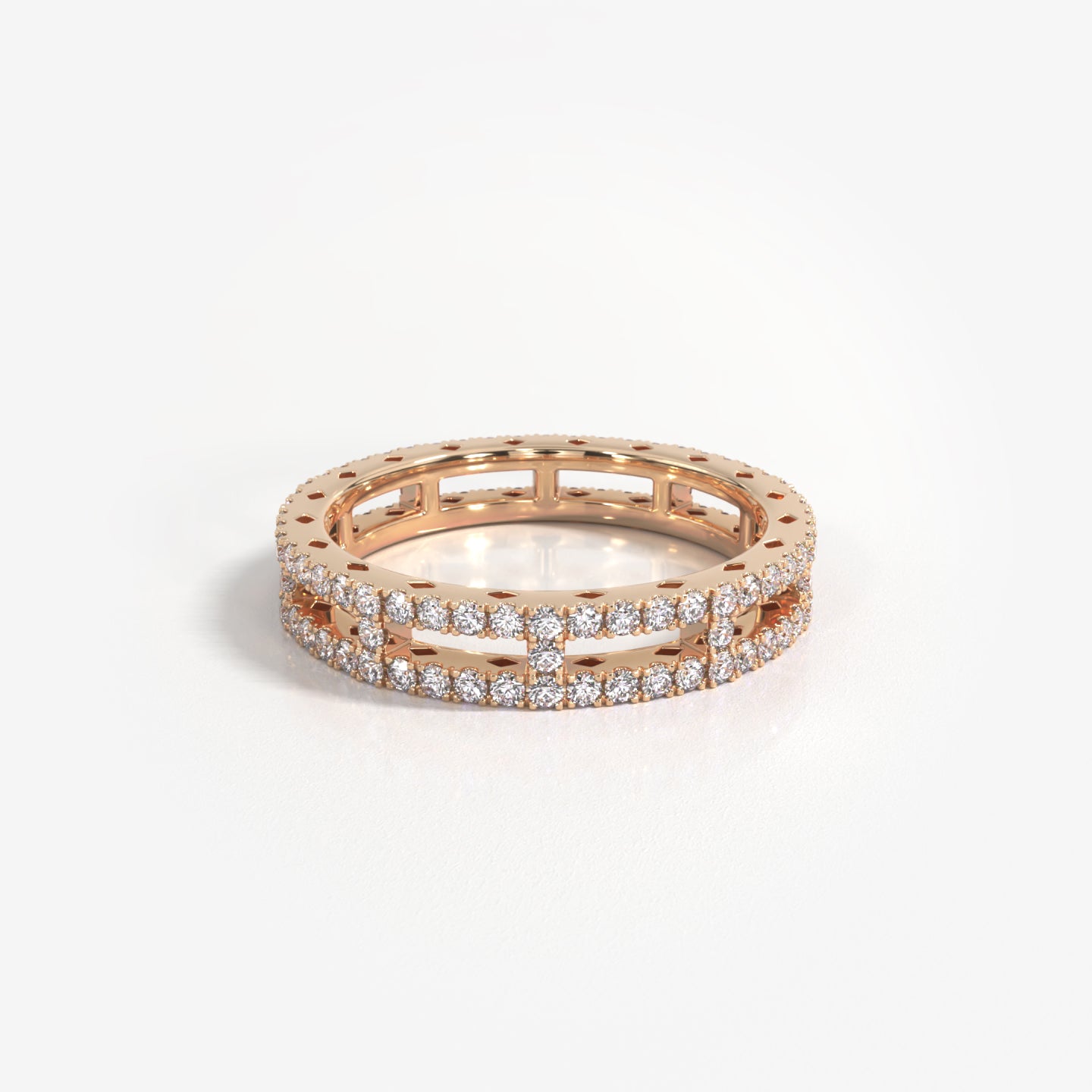 Evermore 18K solid rose gold and diamond eternity band ring