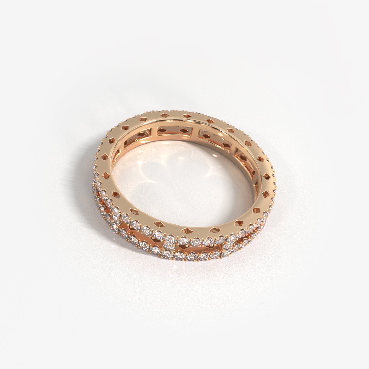Evermore 18K solid rose gold and diamond eternity band ring