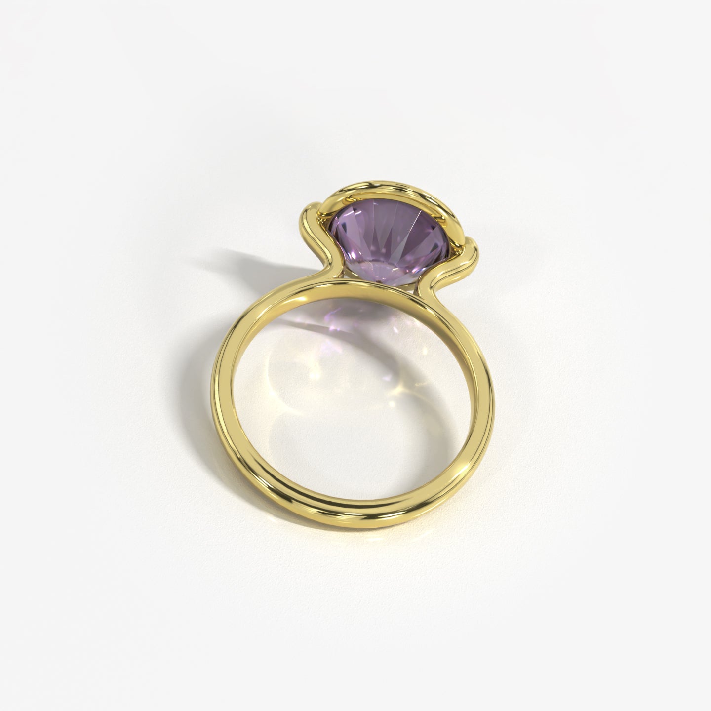Deco Dream 14K solid yellow gold ring with amethyst ring