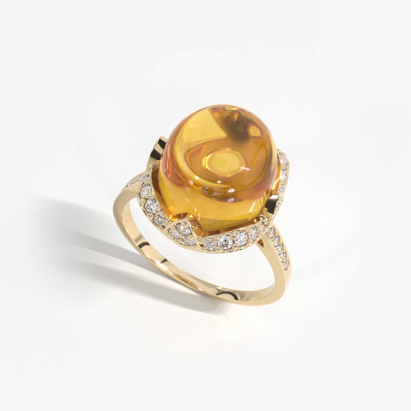 Lux 18K solid yellow gold citrine and diamond ring