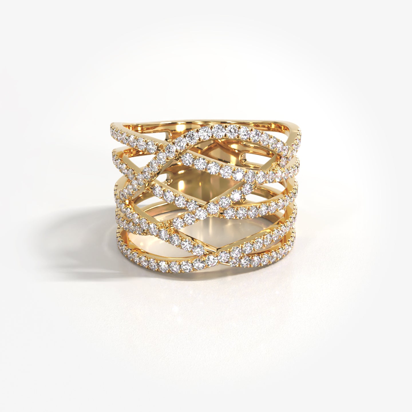 Rivers 18K solid rose gold and diamond interconnecting lines ring