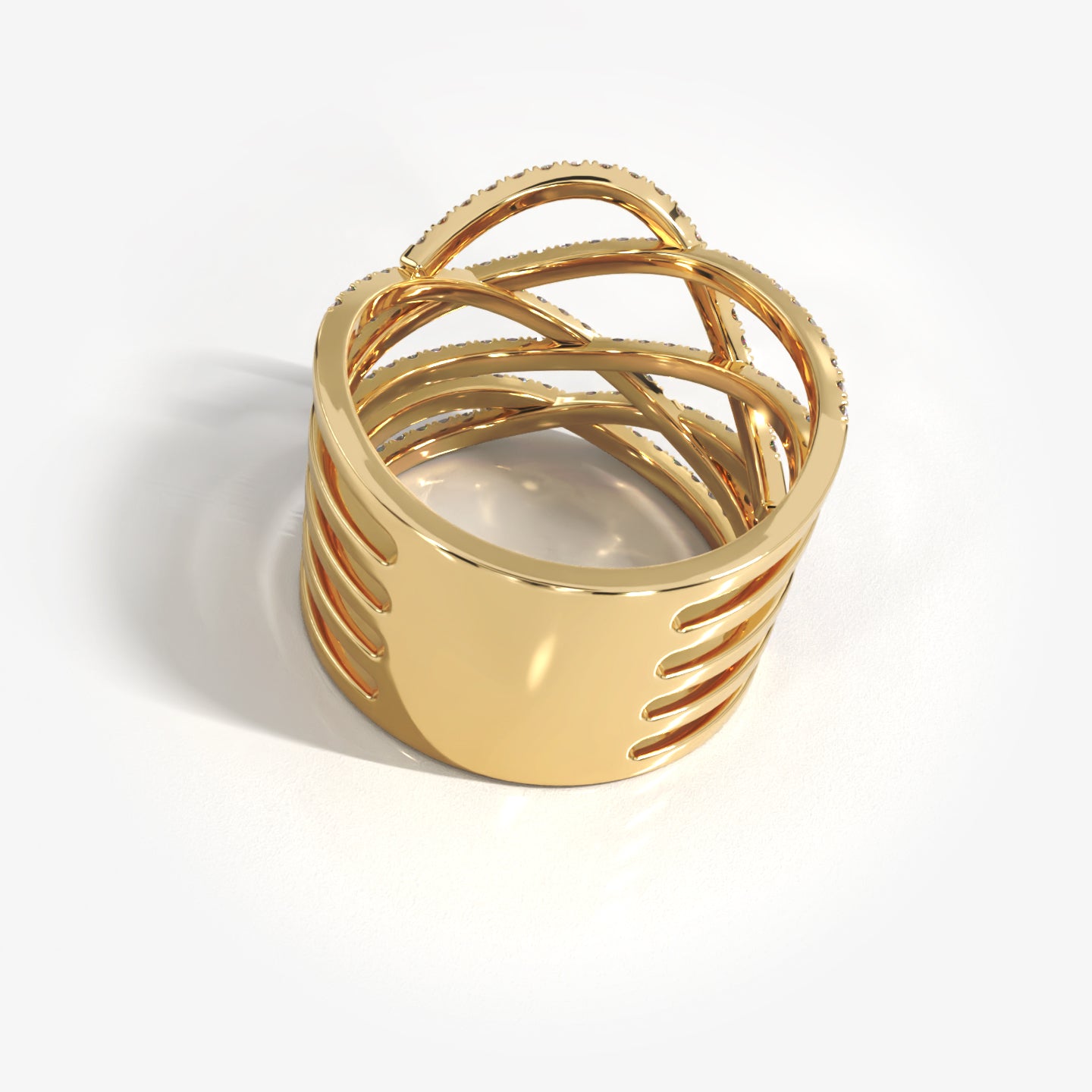 Rivers 18K solid rose gold and diamond interconnecting lines ring