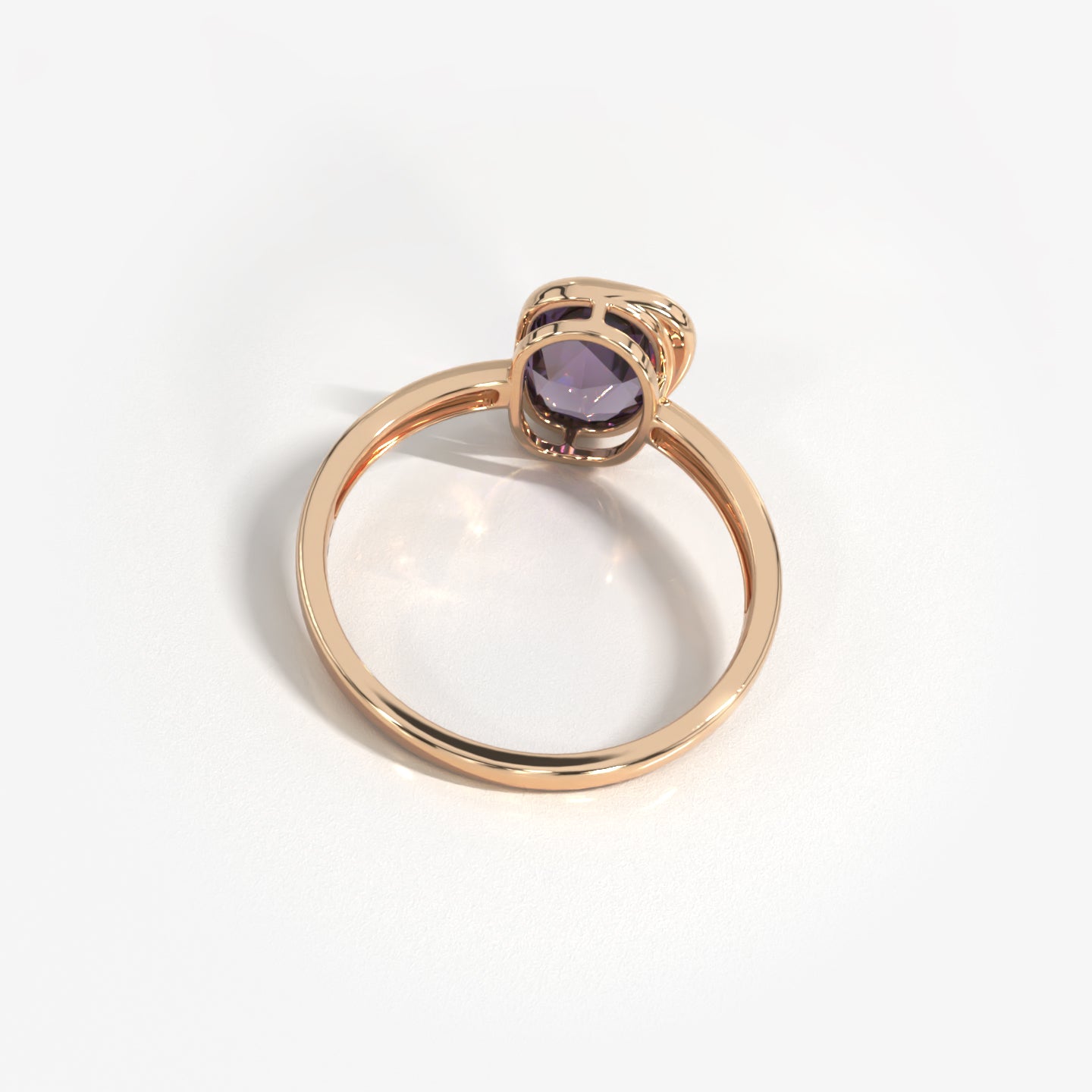 Qi 18K solid rose gold ring with a 2.20 carat amethyst