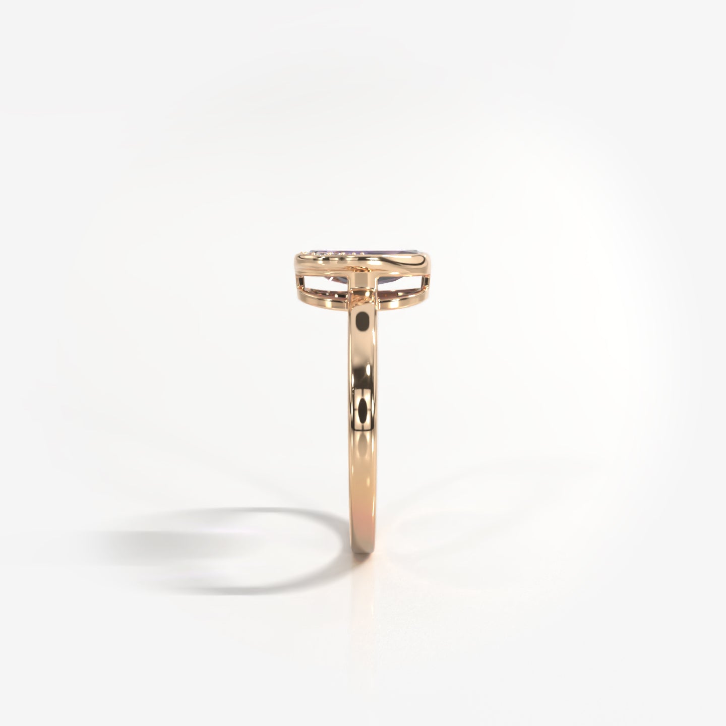 Qi 18K solid rose gold ring with a 2.20 carat amethyst