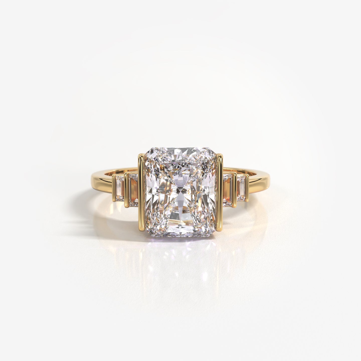 Heaven's Gate 14K solid yellow gold and diamond art deco ring