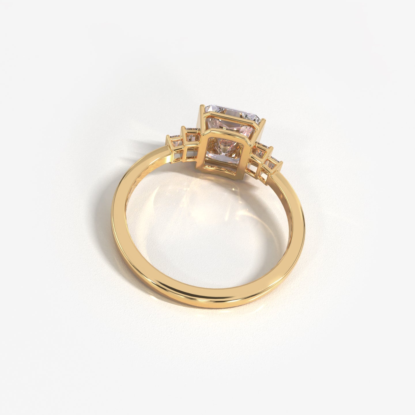 Heaven's Gate 14K solid yellow gold and diamond art deco ring