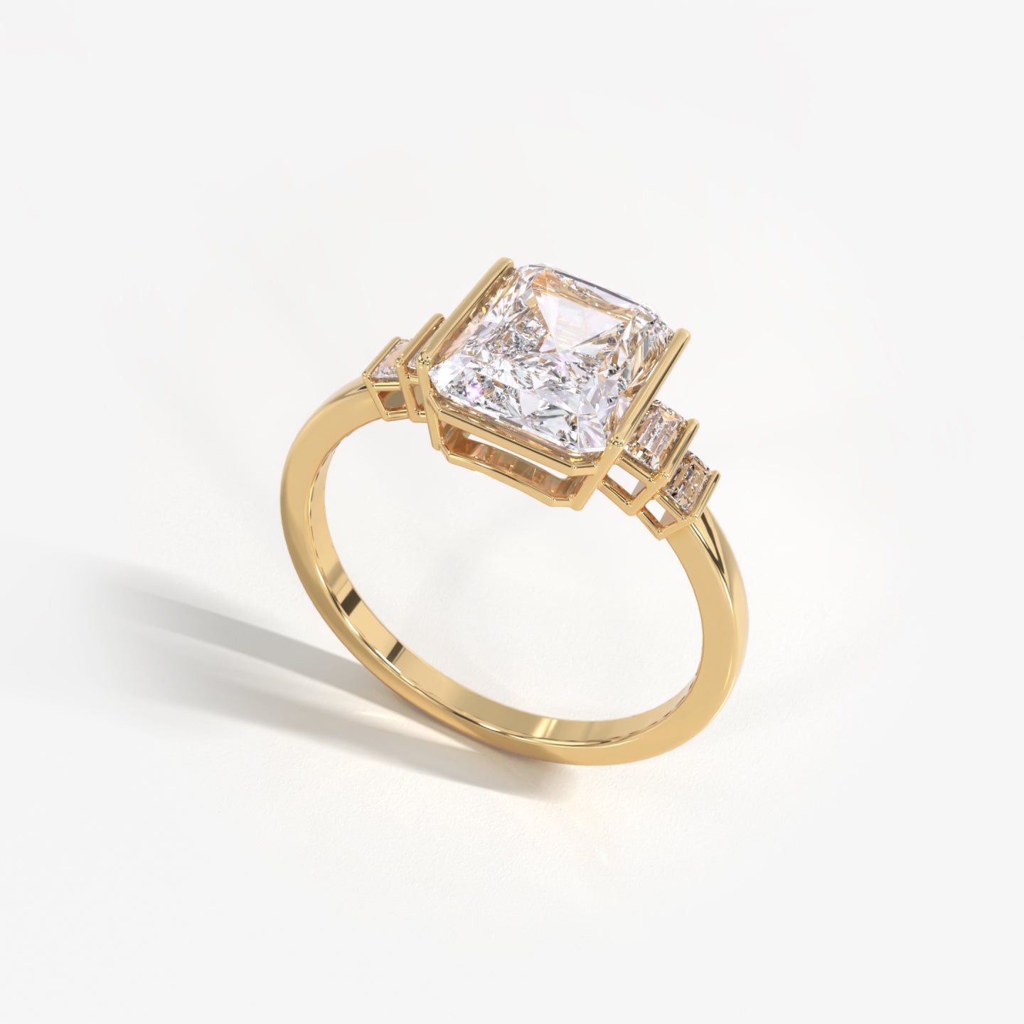 Heaven's Gate 14K solid yellow gold and diamond art deco ring